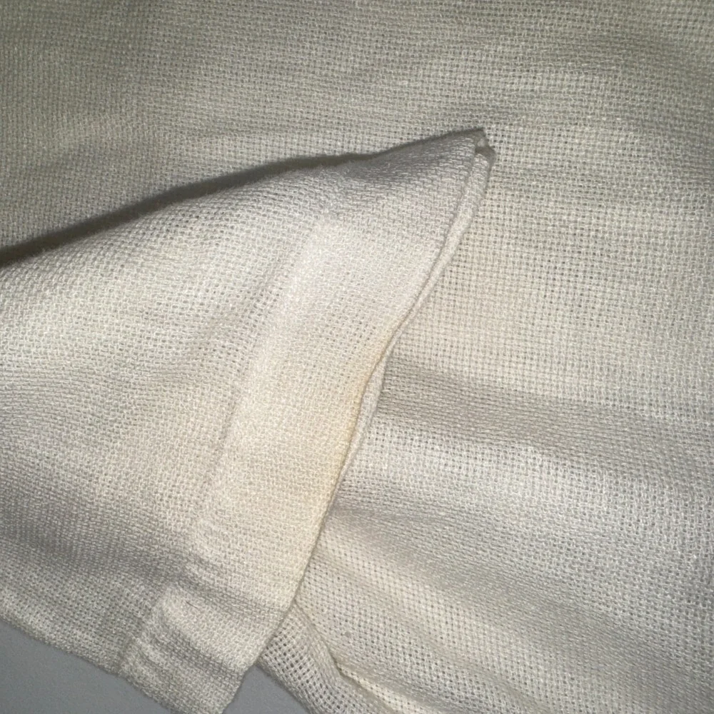 Banana Republic Irish Linen Camp Collar Shirt Cream Small Short Sleeve Preppy